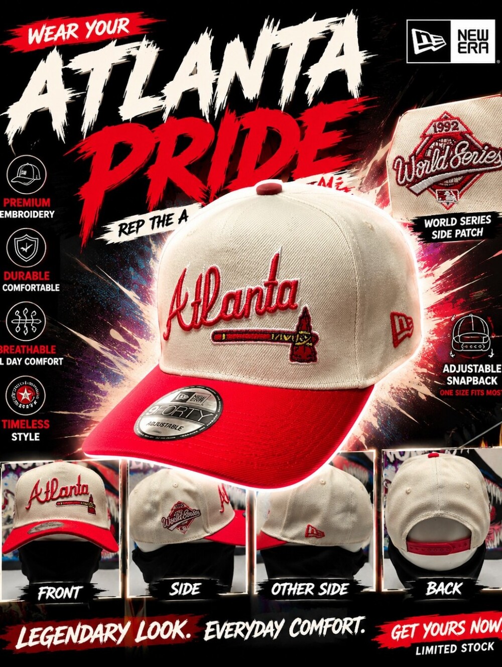 Atlanta Braves New Era 9Forty A-Frame MLB snapback adjustable